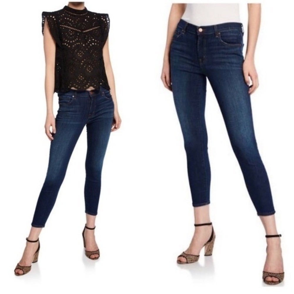 J Brand Dark Vintage Capri Womens Denim Jeans 28 Blue Cotton Blend